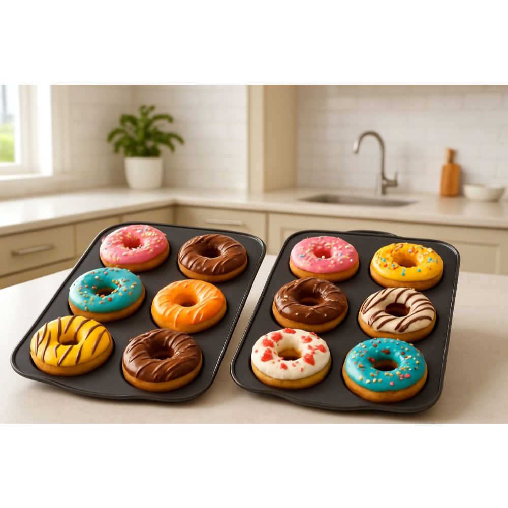 Forma Silicone 6 Cavidades Antiaderente Molde Assadeira Donuts Bolo Resistente Cozinha