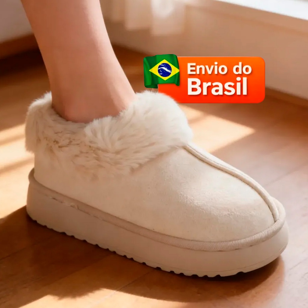 Pantufa Bota Feminina Forrada Pelo Lã Fechada Quentinha Inverno Moda Infantil Adulto Promoção