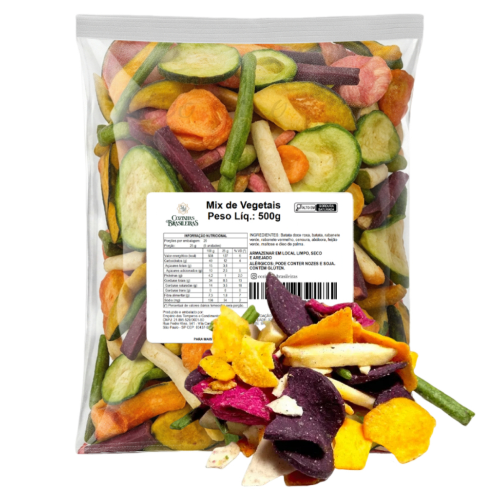 Mix de vegetais chips desidratados sem sal snack petisco lanche 100g, 200g, 500g