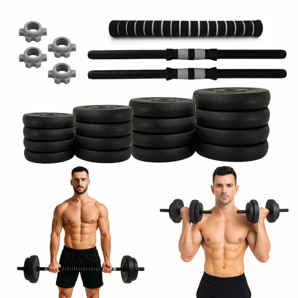 Conjunto De Halter Kit Peso Emborrachado 30kg Musculação em Oferta na Shopee