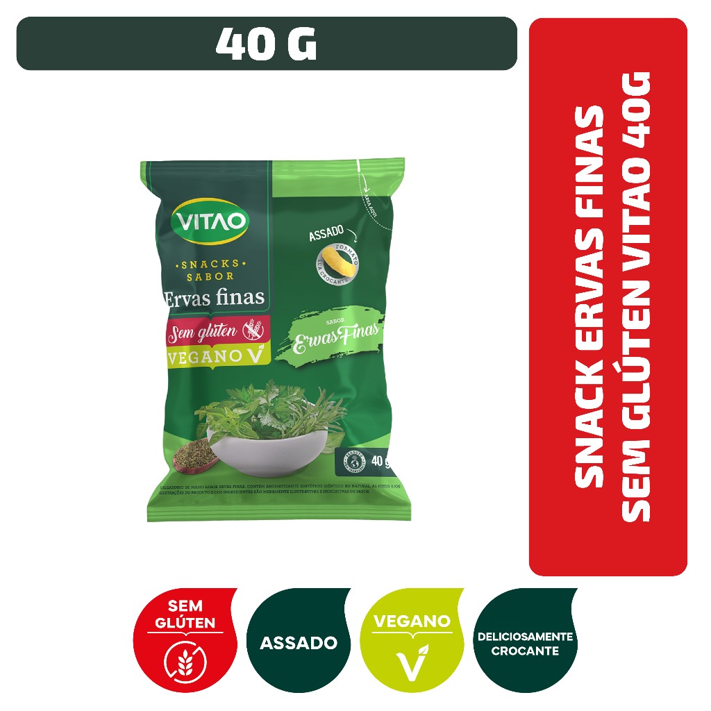 Snack Ervas Finas Sem Glúten Vitao 40 g