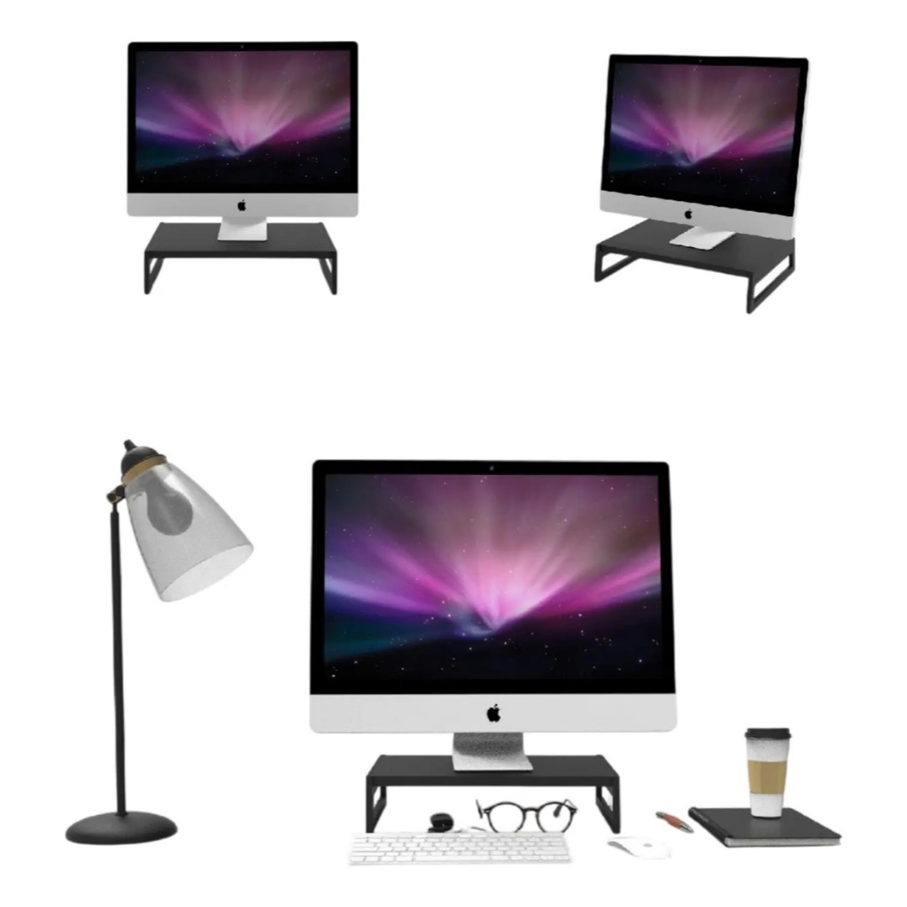 Suporte Apoio Base Notebook Monitor Mesa Preta Escritório Home Office Para Pc