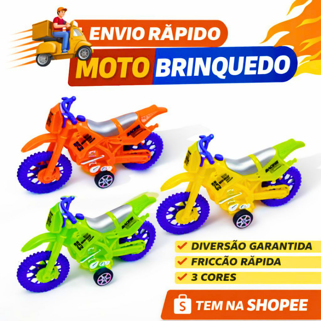 Brinquedo Infantil Moto Cross Fricção Motinha Colorida Roda Livre Criança Diversão Resistente