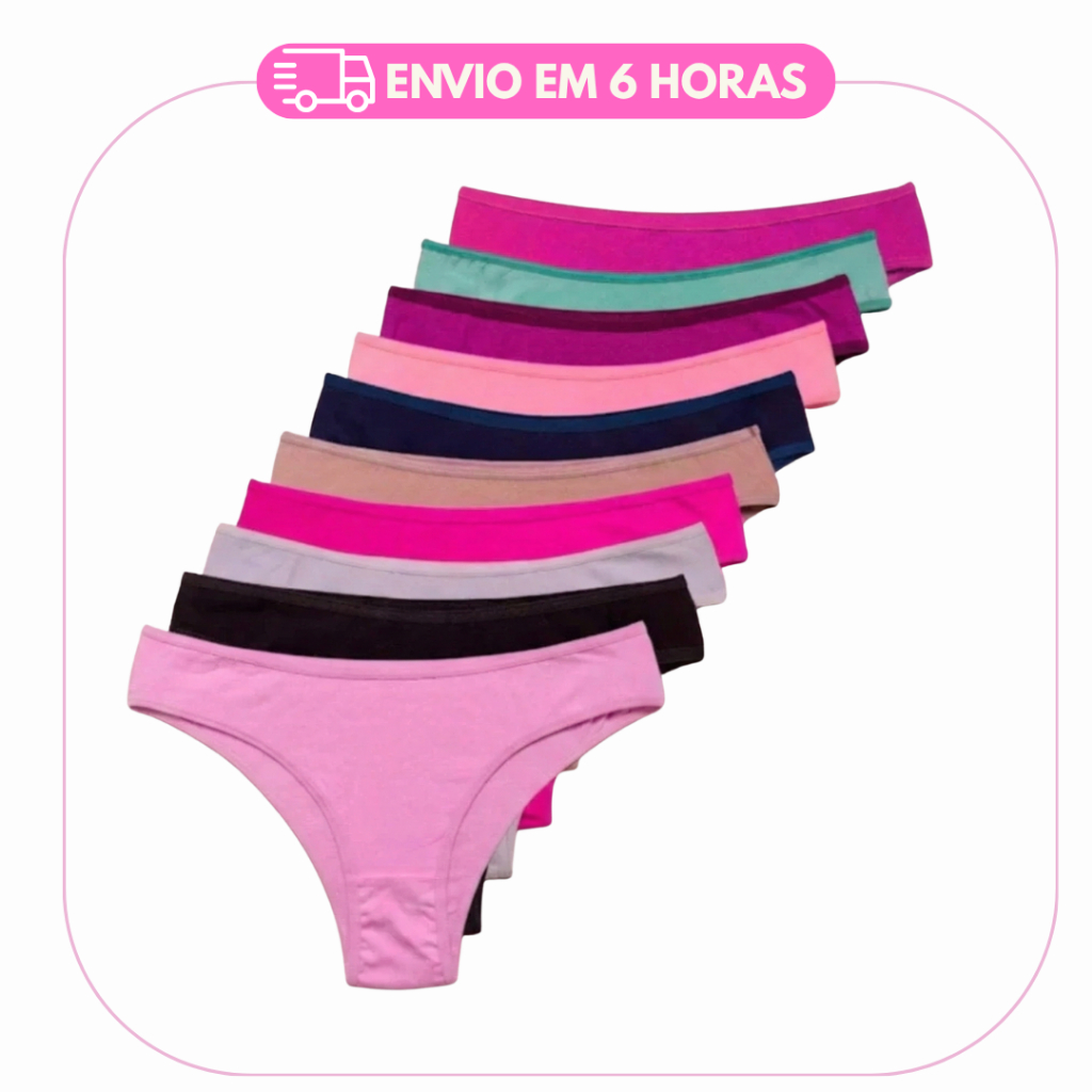 Kit 10/5 Calcinha 100% Algodão Feminina Conforto Lisa Antialérgica Lingerie Mulher Dia a Dia Cores Lisas Cintura Alta em Oferta na Shopee