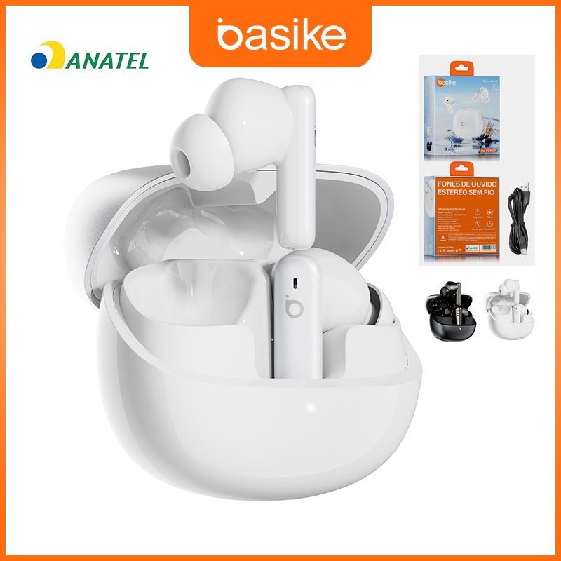 Basike Fone de Ouvido  ANC,ENC Sem Fio Bluetooth 6.0 TWS, IPX6, Modo Gamer Baixa Latência