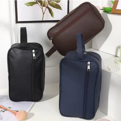 Necessaire Bolsa de Maquiagem Unissex Organizadora Couro Espaçosa 2 Compartimentos Prática Durável para Viagem e Lazer
