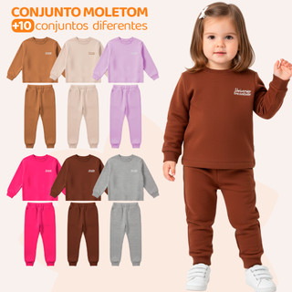 Kit 4 Peças Moletom Minimalista Bebês Menina Baby Blusa e Calça Manga Longa Roupa de Frio…