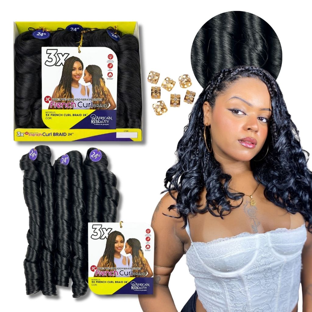 Cabelo Jumbo Ondulado French Curl 200g Cabelo Trançado Crochet Braid