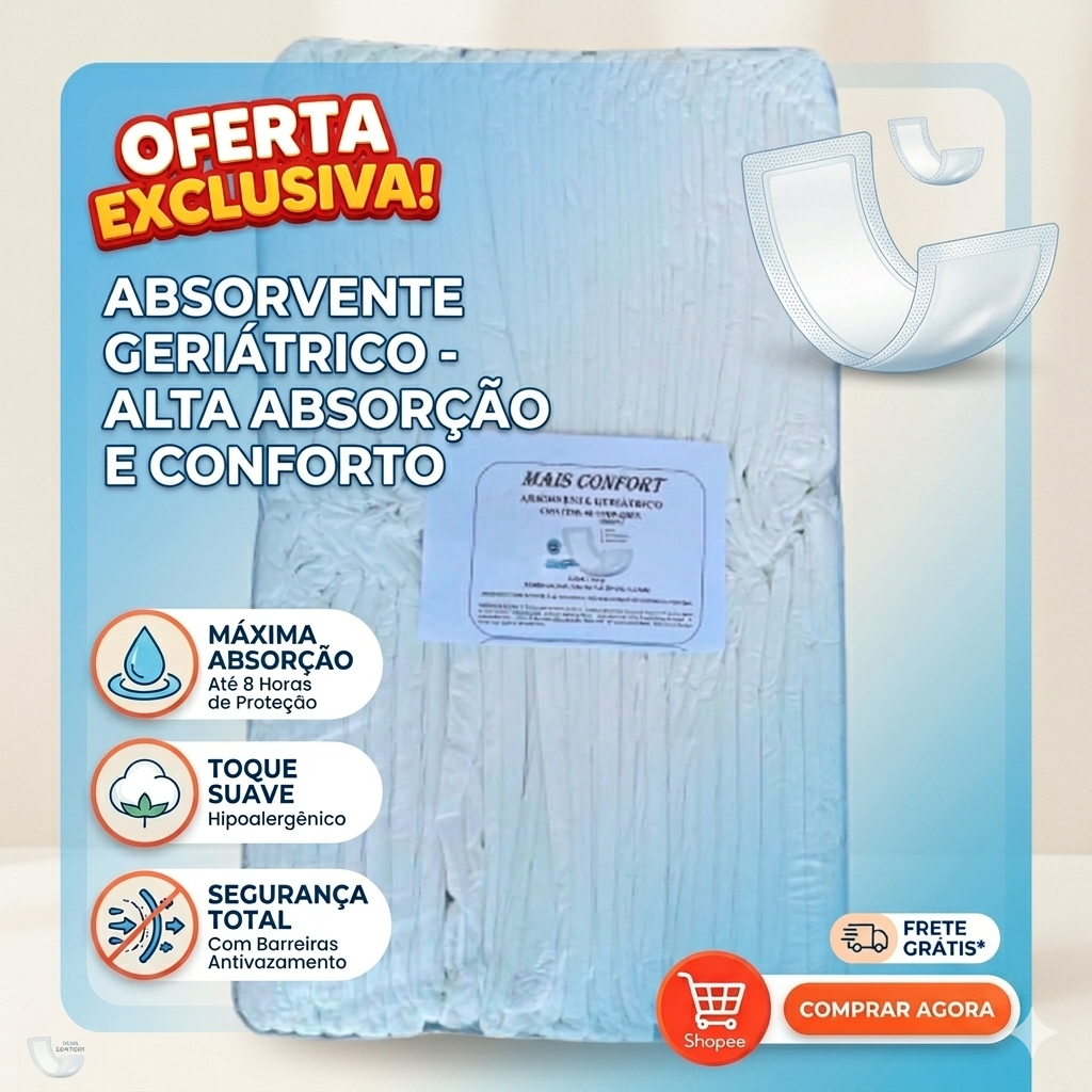 Reforço de Fralda Absorvente Geriátrico 50 UN Grande EG Adulto Incontinência Severa Refil de Fralda