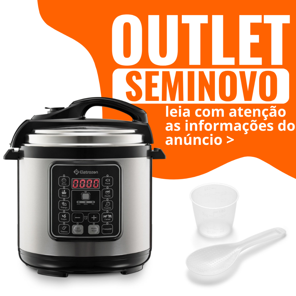 OUTLET | Panela de Pressão Elétrica 6 Litros Inox Digital 1100W