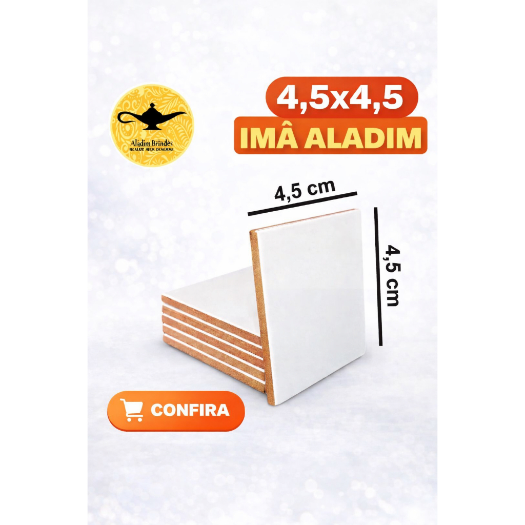 Azulejo com Imã para Sublimação Eliane 4,5x4,5 Resina Aladim Personalizável Lembrancinhas E Brindes