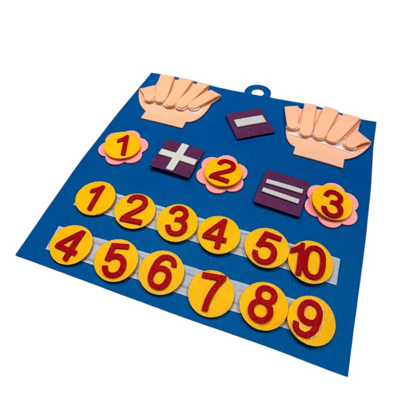 Brinquedo Educativo Infantil Matemática Montessori 30x30cm – Aprender Números e Contas com Velcro