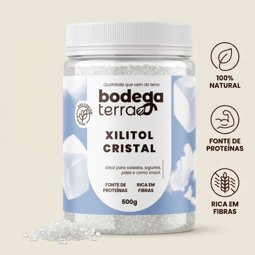 Xilitol Xylitol Cristal Adoçante 100% Natural Puro Rico em Fibras 500g em Pó em Oferta na Shopee
