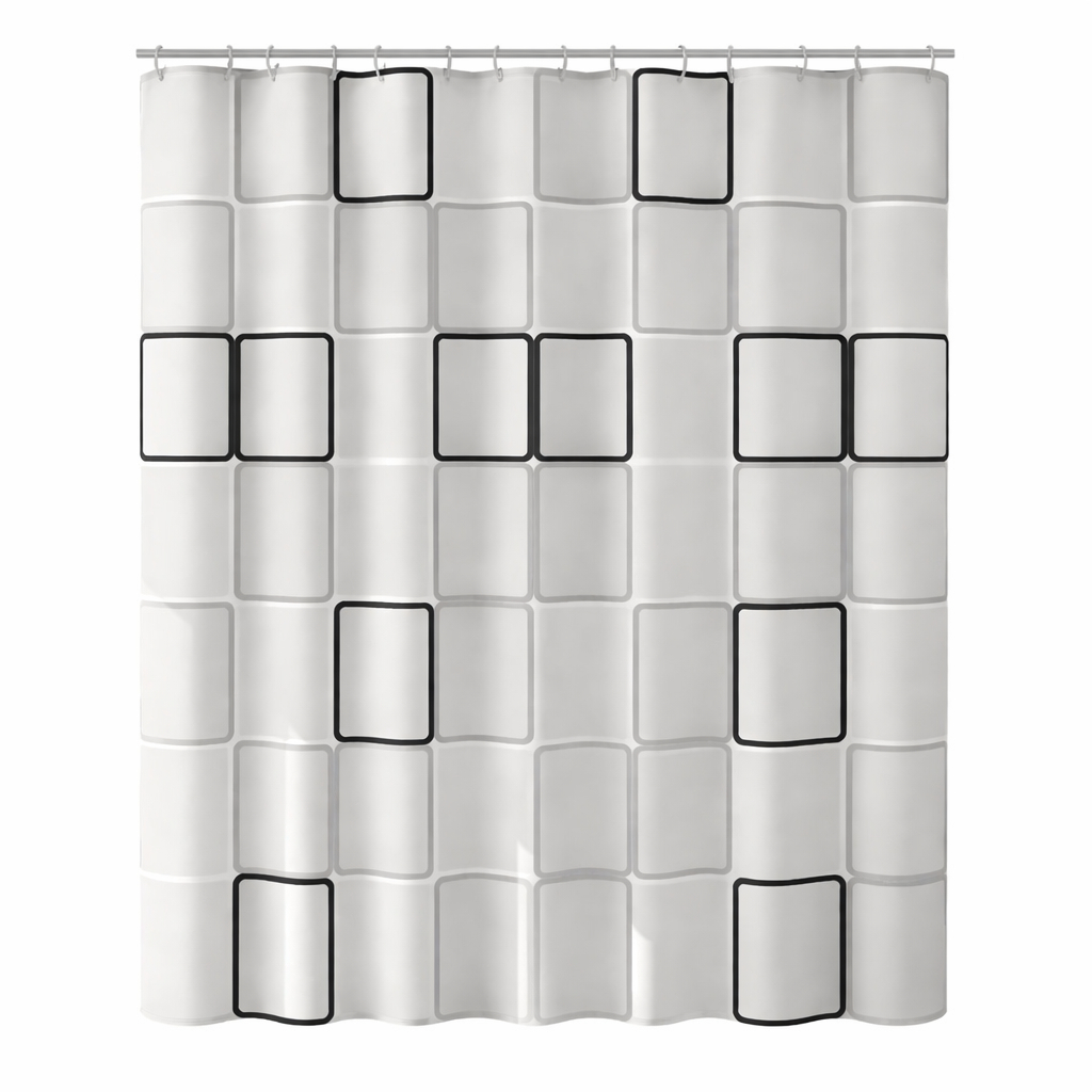 Cortina Box Banheiro Geométrico 180x200 Moderno Racona Anti Mofo
