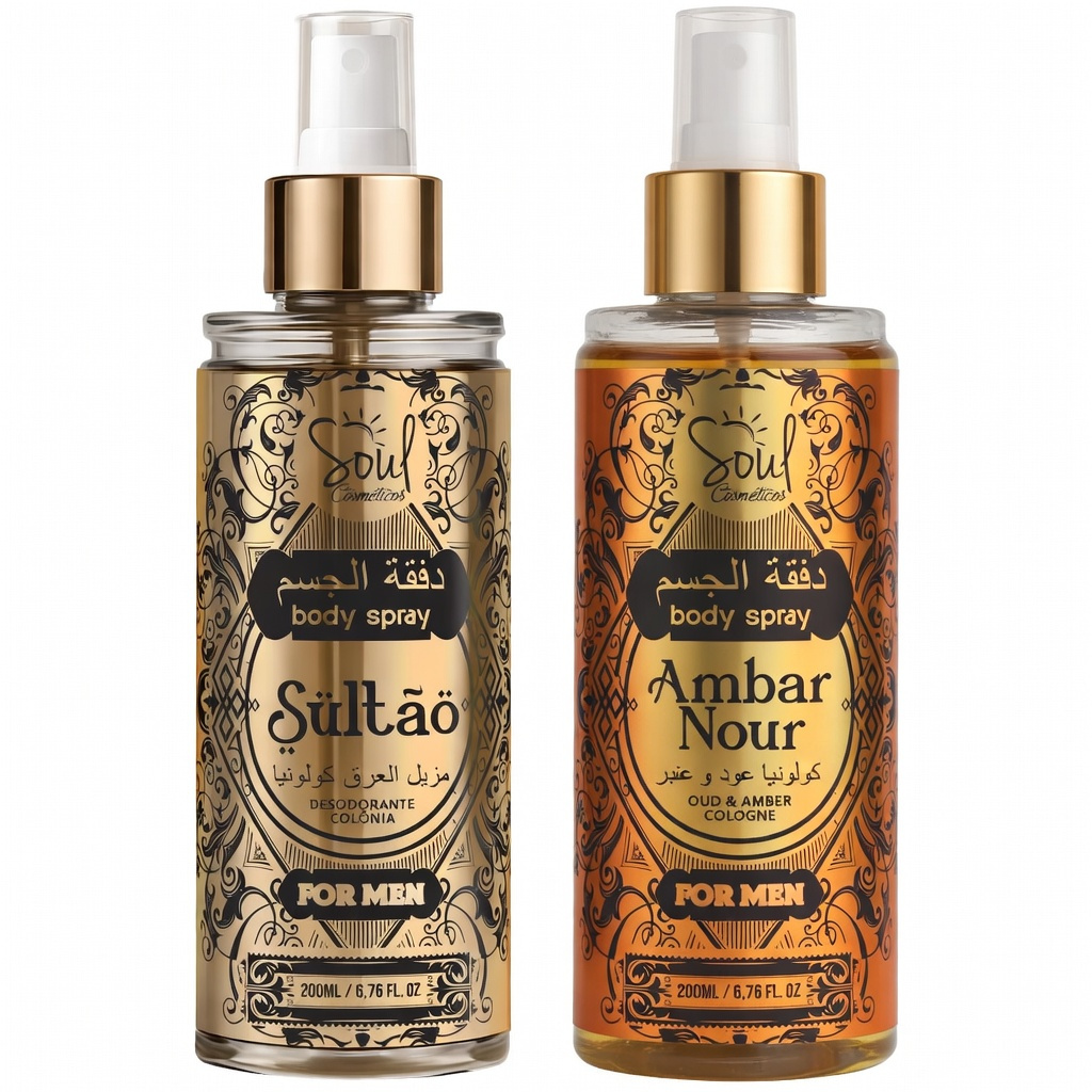 Kit Body Splash Masculino Sultão + Ambar 200ml Soul Cosméticos
