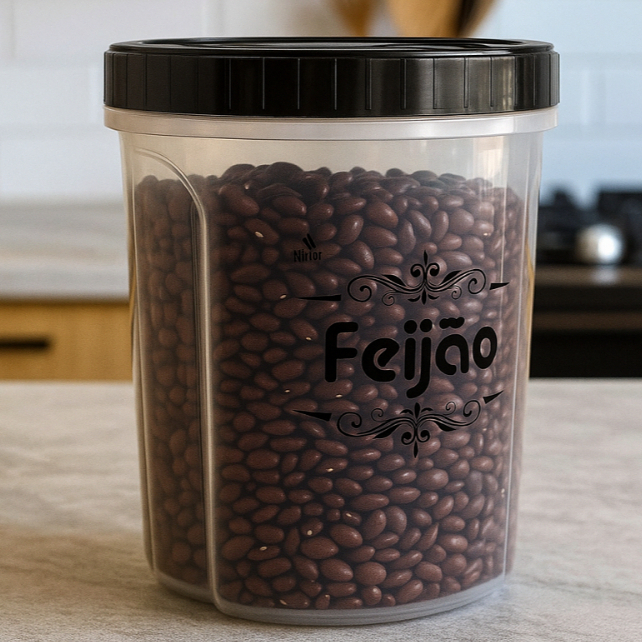 Pote Feijão Mantimentos  2L com Tampa Rosca – Livre de BPA, Transparente e Resistente para Cozinha