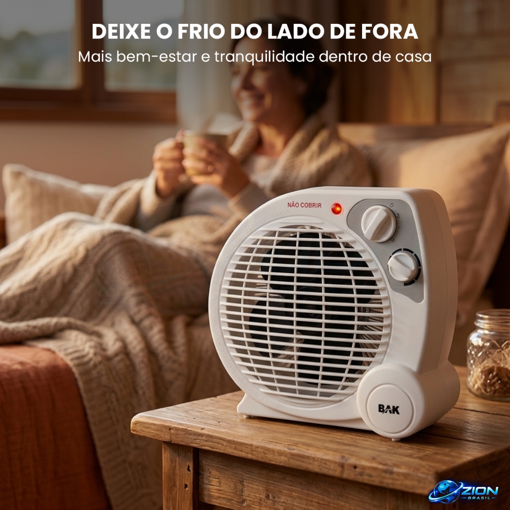 Aquecedor De Ambiente Portátil Com Ventilação E Controle De Temperatura 110V Ou 220V