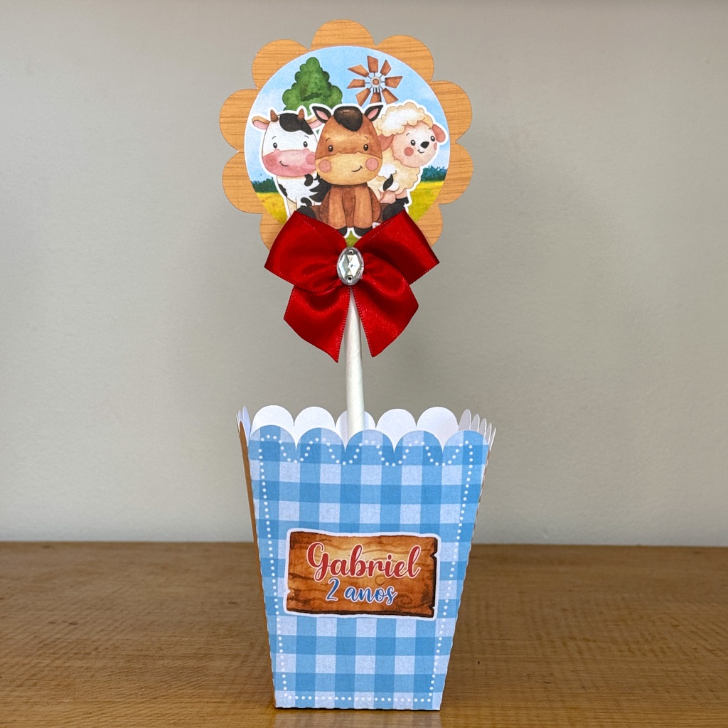 CENTRO DE MESA Tema FAZENDINHA personalizados - pegue e monte lembrancinha festa infantil