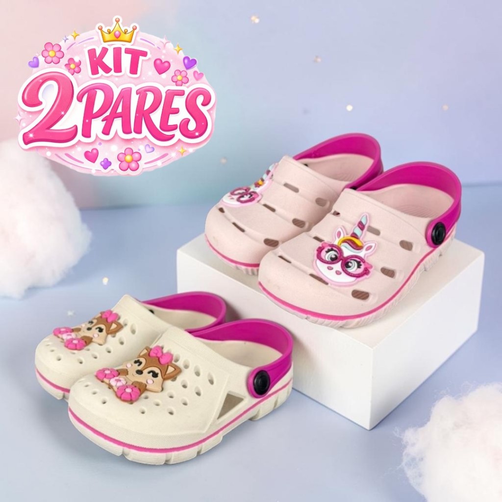 Kit 2 Pares Babuche Infantil Menina Conforto e Delicadeza