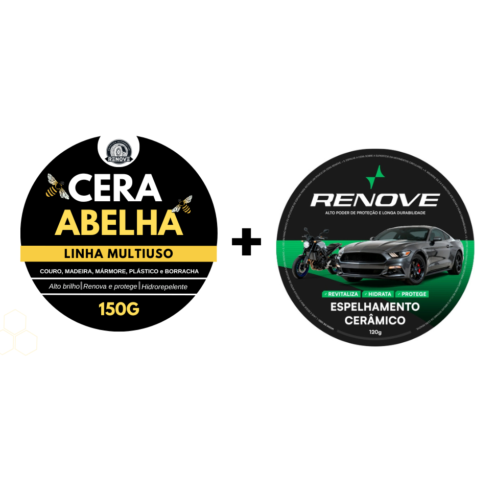 Cera Carnauba + Cera de Abelha - Plastico, Couro, Lataria, Madeira, Painel e Estofado