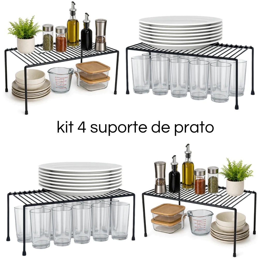 Kit 4 Suporte Organizador De Prato Multioso 40cm