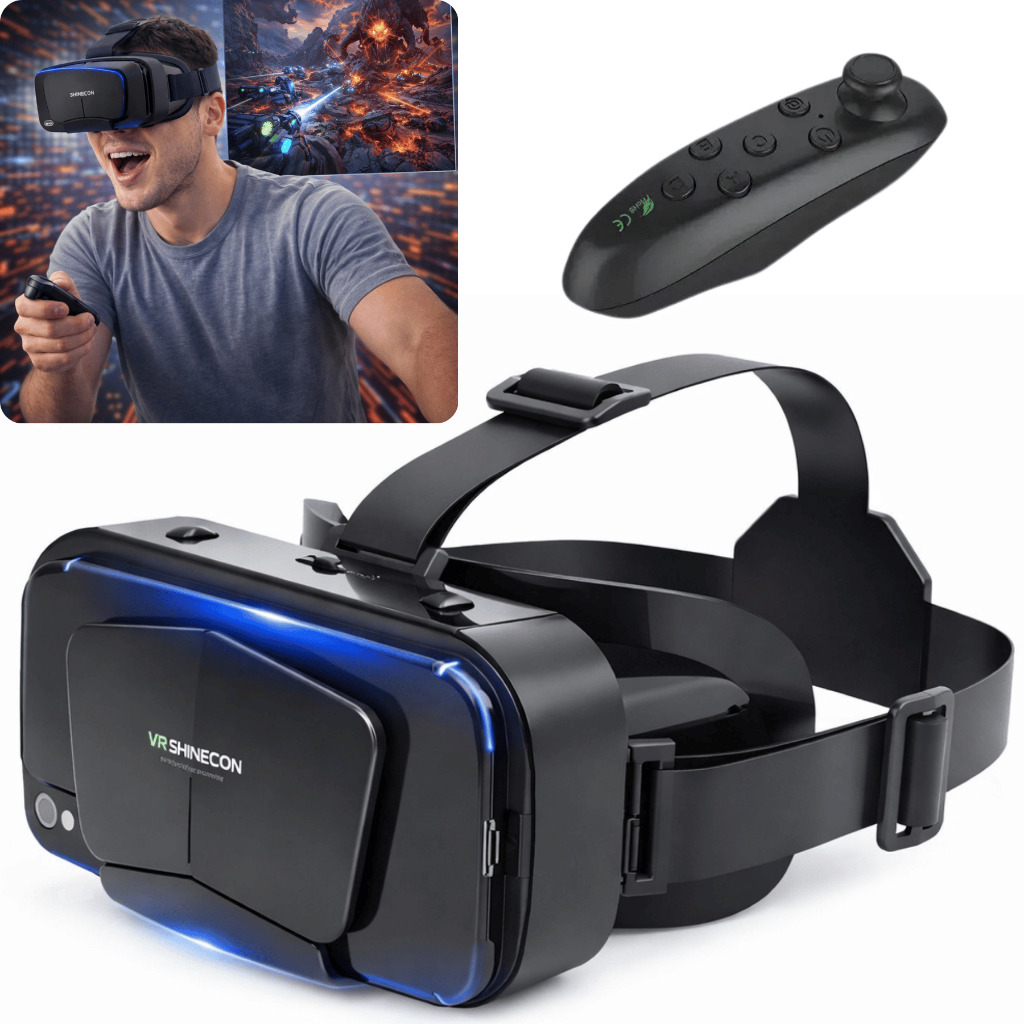 Óculos VR G10 3D Realidade Virtual com Controle Android iOS 360° Imersivo jogos e fimes