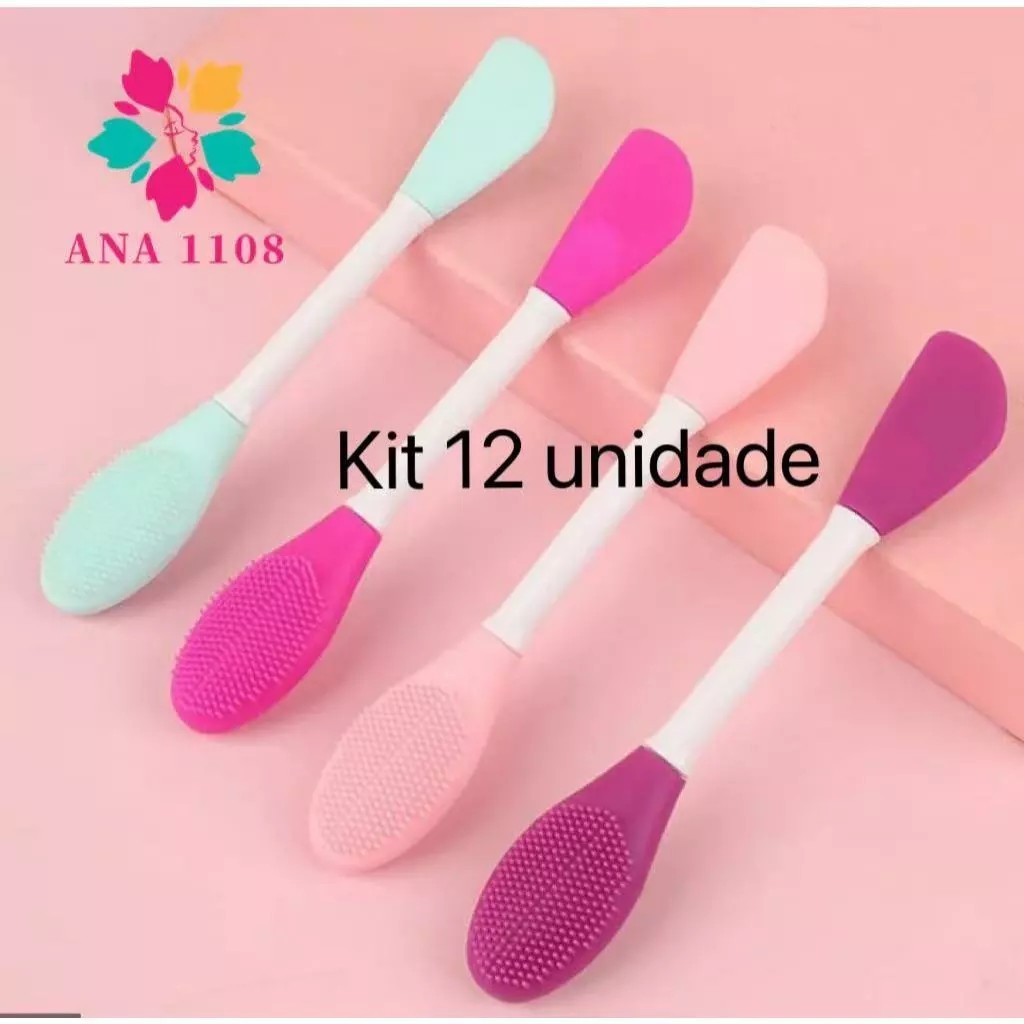 Kit 12 Pincéis de Silicone Aplicador de Máscara Facial Skincare Profissional Beleza
