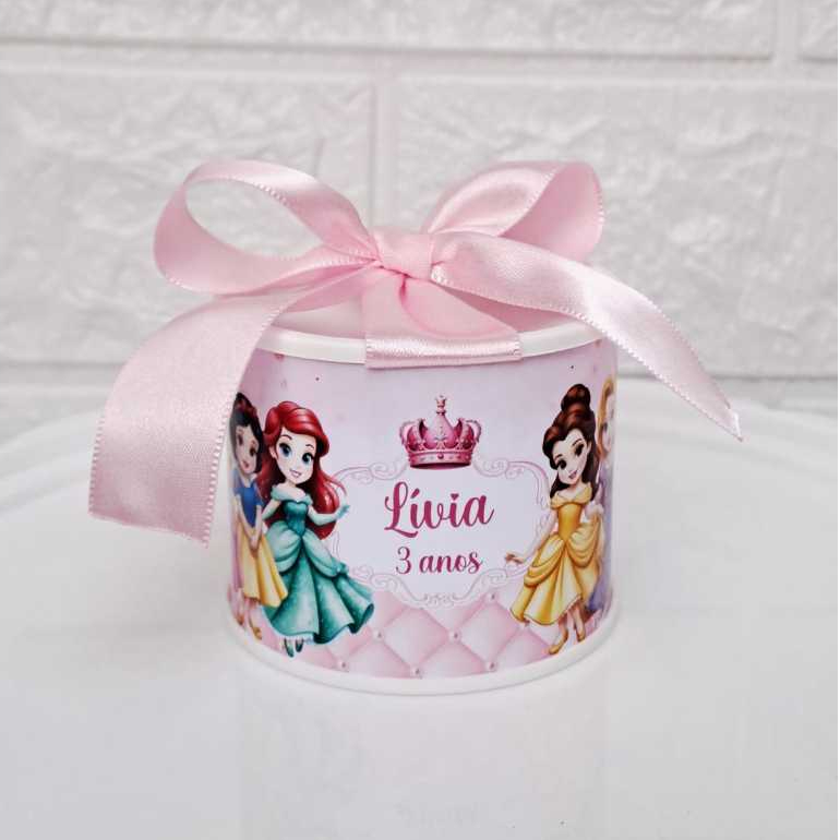 Kit tubolatas personalizadas Princesas 5x6 I Lembrancinha maternidade | aniversário | chá de bebê - vários temas