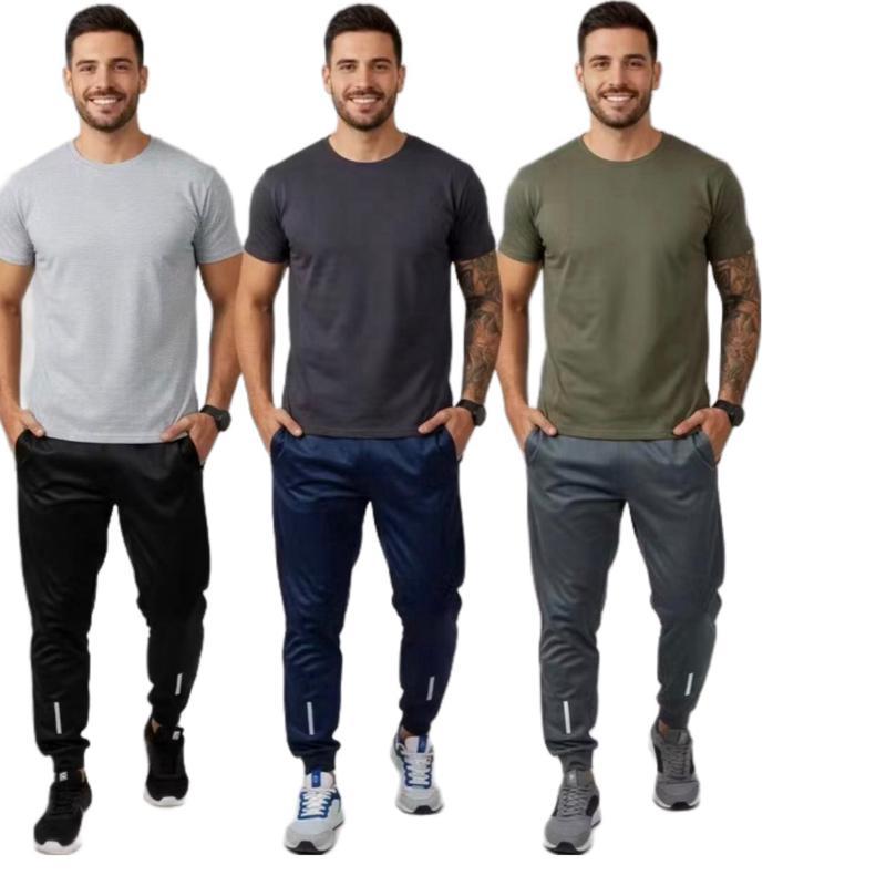 Conjunto Kit Camiseta E Calça Moda Masculina Camisa Esporte Treino Academia