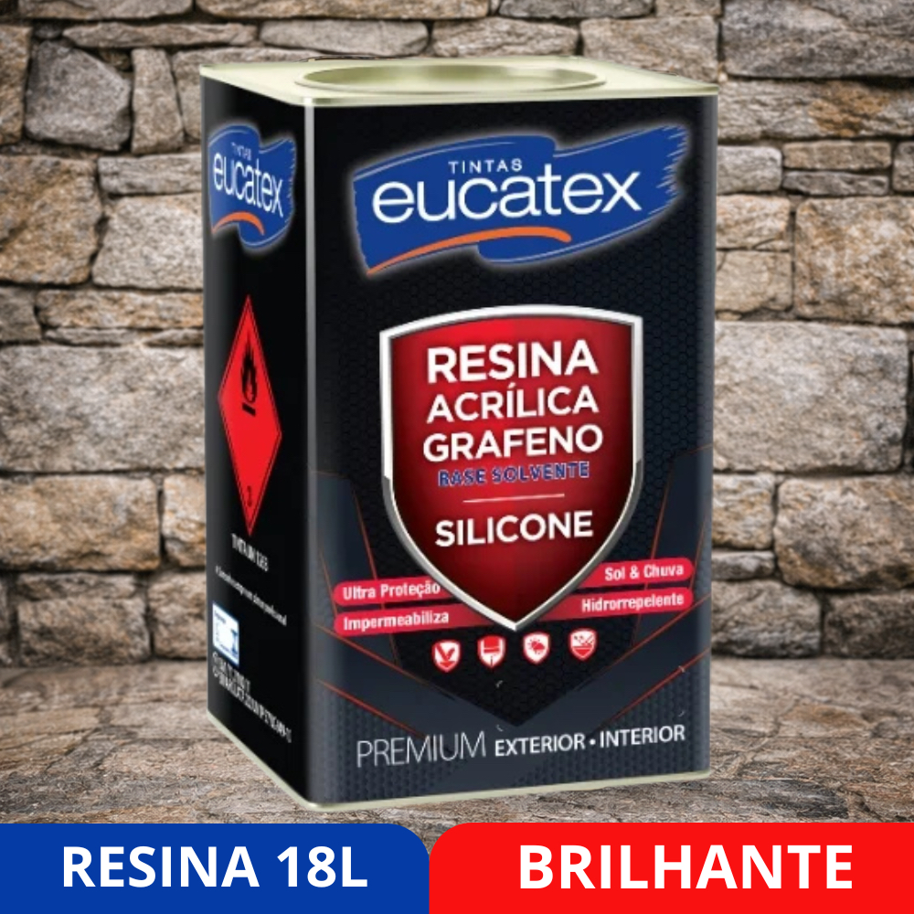 Resina Acrílica Brilhante Eucatex 18L Base Solvente Impermeabiliza e Protege