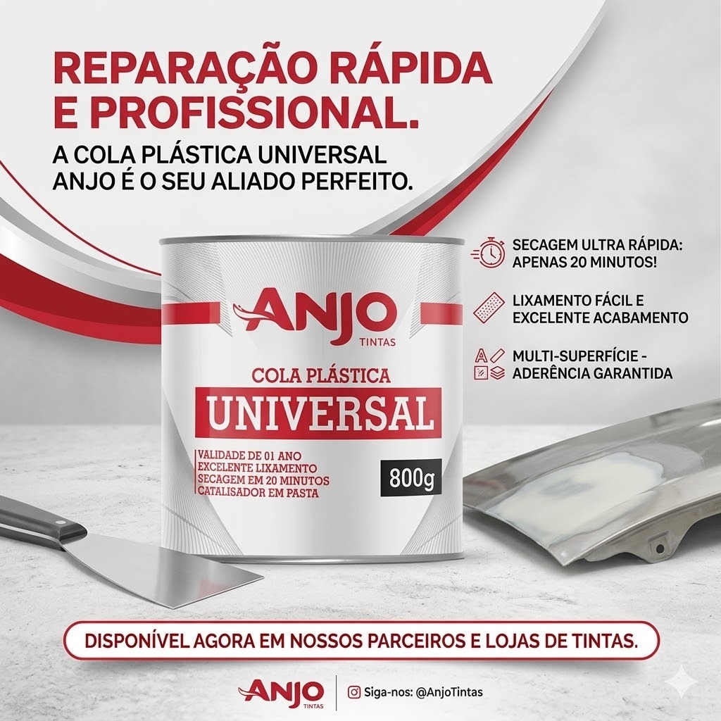 Cola Plástica Universal Anjo Massa Poliéster Automotiva Reparo