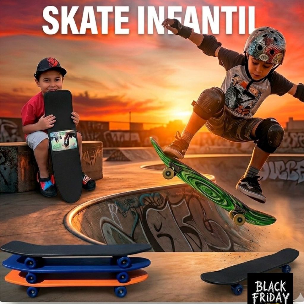Brinquedo Skate Montado Juvenil Infantil e Plastico Reforçado Com Lixa Aplicada no Plastico