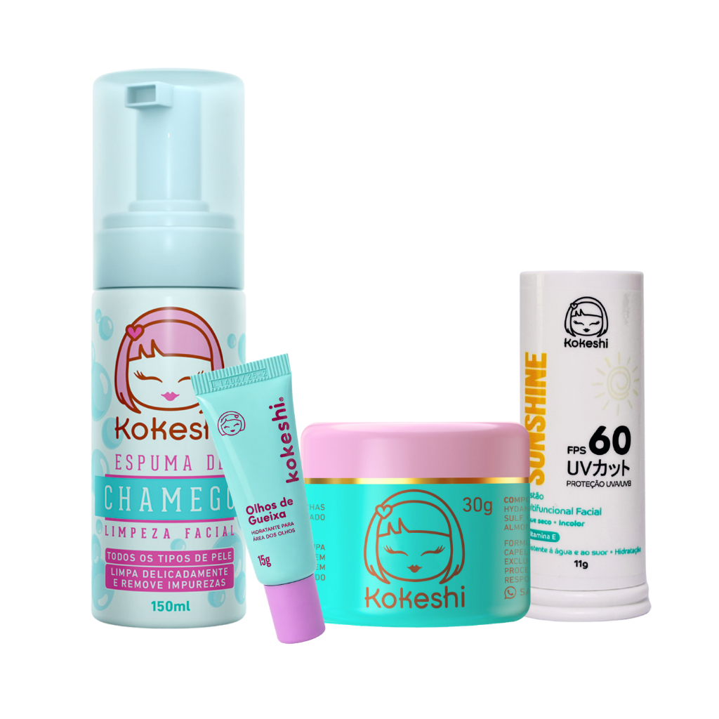 Imagem Kit Bastão Facial FPS60 Renovadores Espuma Chamego Kokeshi