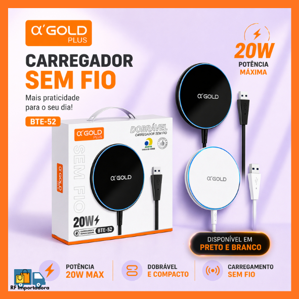 Carregador Magnético Indução Magsafe Sem Fio 20W USB Ultra Rápido A'gold BTE-52