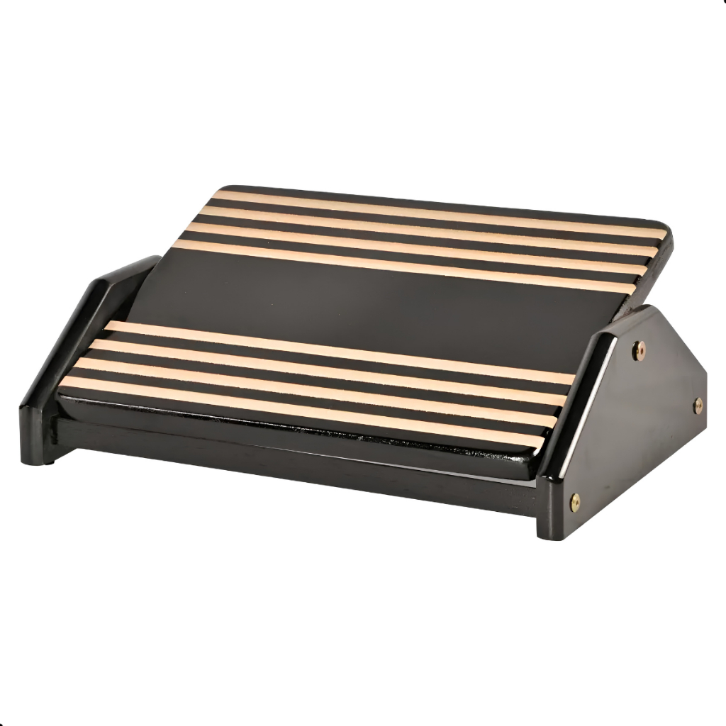 Apoio para Pés Ergonômico Souza MDF Black Piano Preto Regulável Antiderrapante Resistente Premium