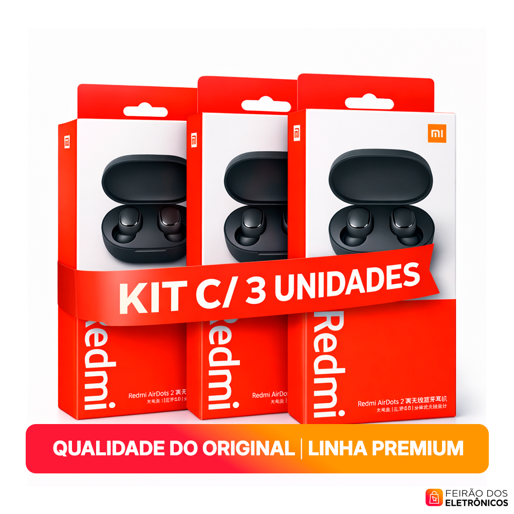 Fone De Ouvido Bluetooth Sem Fio AirDots2 Fone Sem Fio Bluetooth | Frete Grátis | Envio Imediato | Kit 3 unidades