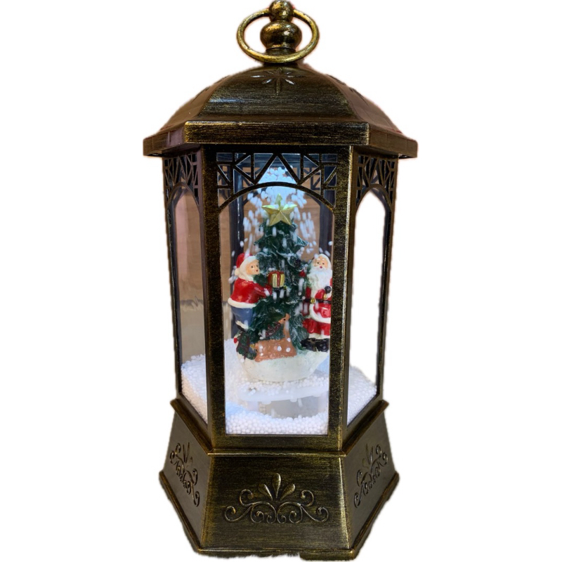 Enfeite Natalino Lamparina Papai Noel Com Movimento e Musical