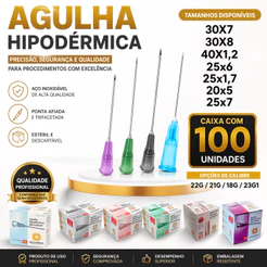 Agulha Hipodérmica Intramuscular Caixa C/100 Unid Descarpack Universal 20X55/25x6/25X7/30X7/30X8/40X1,2 *ENVIO RAPIDO*