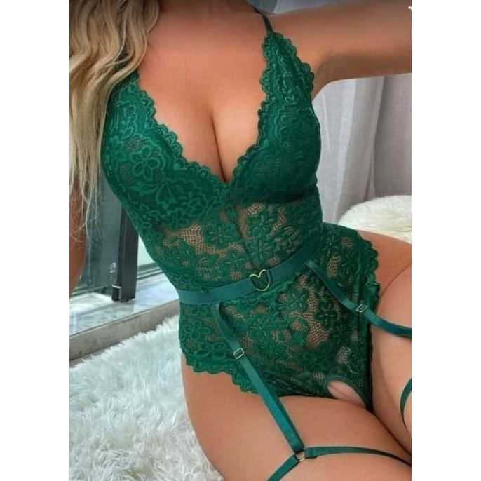 Body Rendado Feminino em Renda com Cinta Liga Confortavel Atraente que Valoriza o Corpo Moda Intima Feminina Sensual