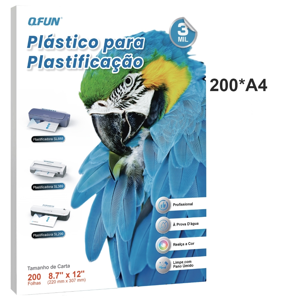 Polaseal Plástico A4 220x307 200 Folhas Plástico Para Plastificação Com Brilho 80 Micras