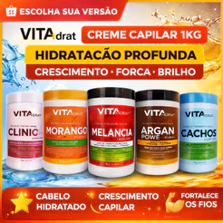 Máscara Capilar 1kg VITAdrat Hidratação Crescimento e Reconstrução Cabelo Macio e Brilhoso