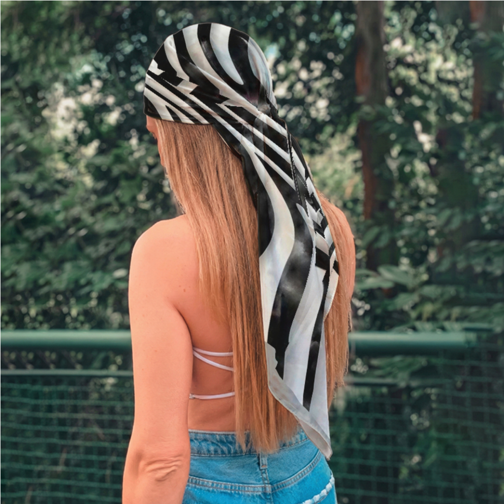 Lenço Feminino Cetim 90x90 Moda 2026 Animais Estampado Multiuso Cropeed Blusa