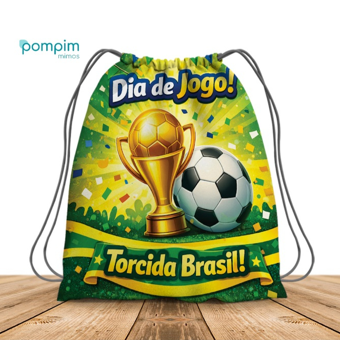 Kit Lembrancinha Mochilinha Saco Copa do Mundo de tecido personalizado. Para festas e aniversários.
