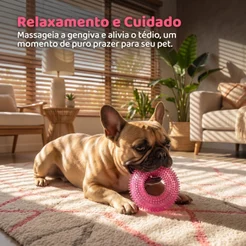 Anel de Rosquinha c/ Apito p/ Cães | TPR Ecológico | Limpa os Dentes | Macio | Antimordida