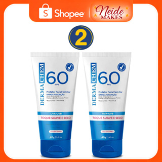 Kit 2 Protetor Solar facial FPS 60 DERMACHEM 40g em Oferta na Shopee