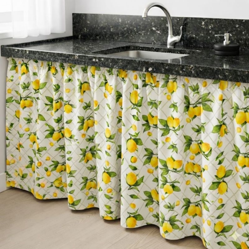 Cortininha de Pia Cozinha Estampada Tecido Oxford-1,40x0,80 ou 2,80x0,80 Decoração Cozinha
