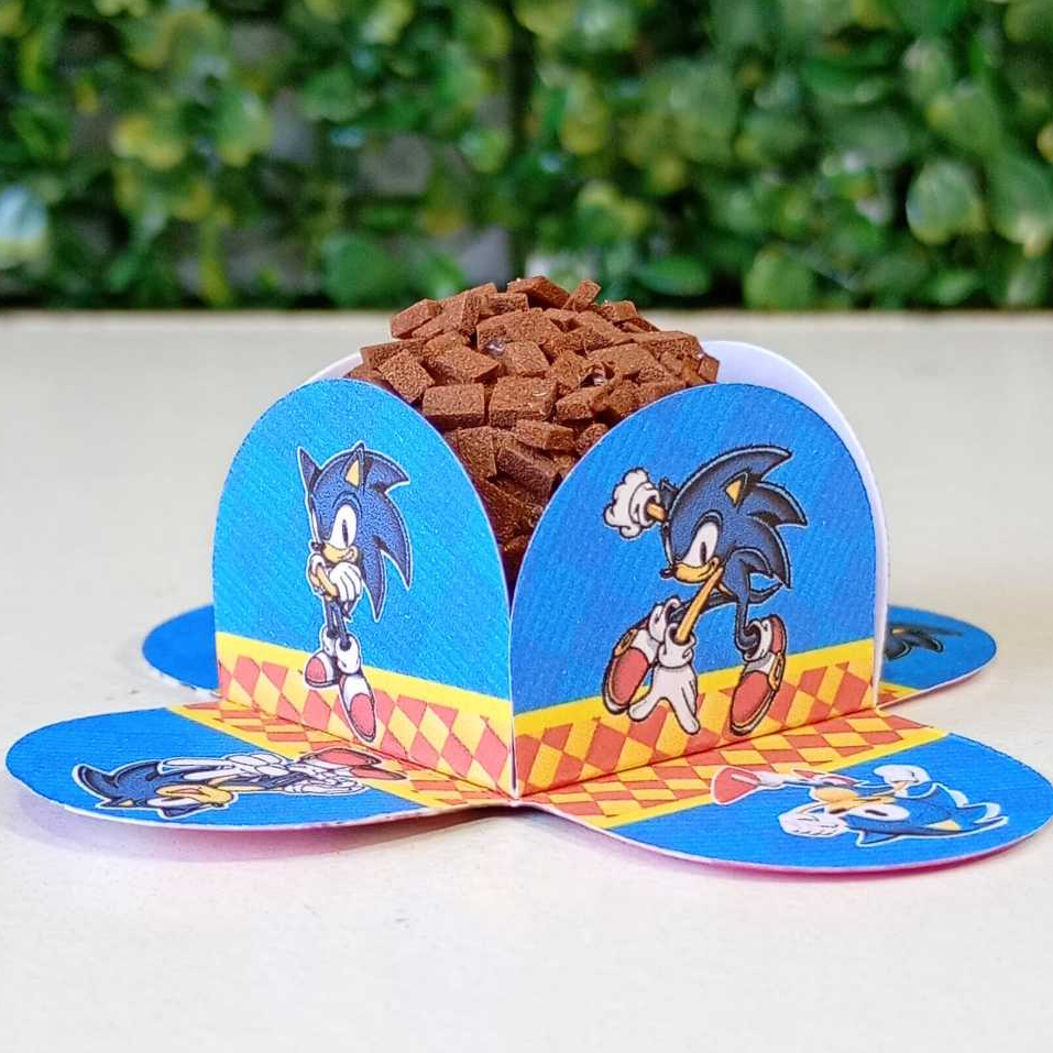 FORMINHA 4 PÉTALAS PARA DOCES SONIC PERSONALIZADA PARA DOCINHOS BRIGADEIRO FESTA INFANTIL ANIVERSARIO CASAMENTO