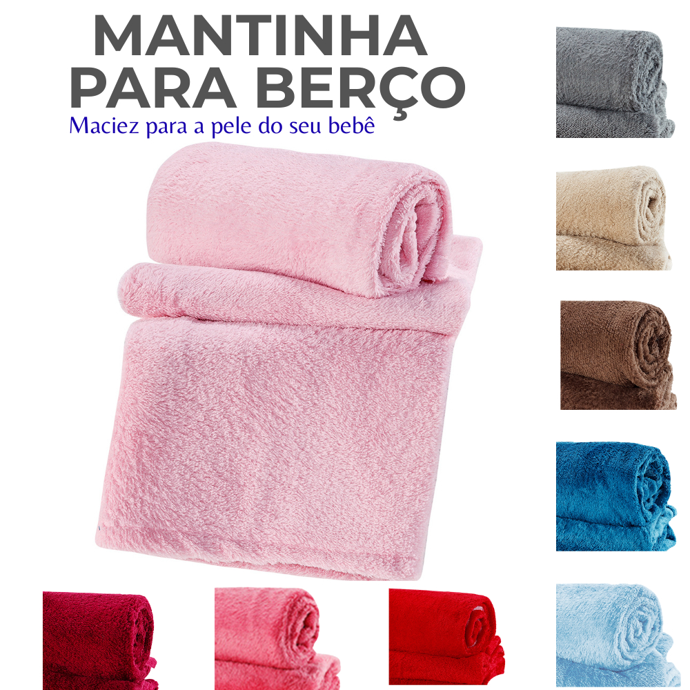 Manta bebe cobertor de bebê menina menino toque macio varias cores Mantinha Fleece