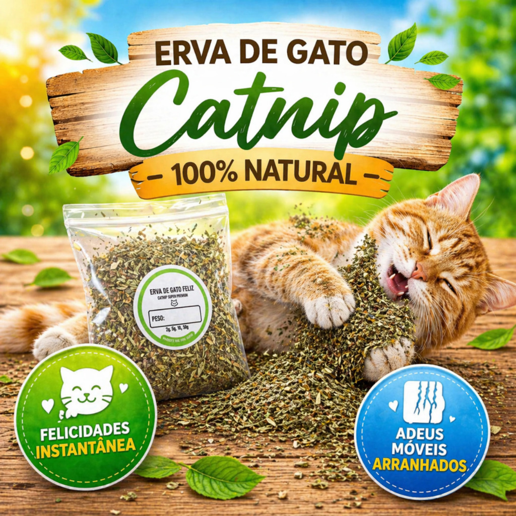 Catnip Erva de Gato Super Premium Natural - 2g, 5g, 10g ou 15g - Diversão para Seu Felino!"