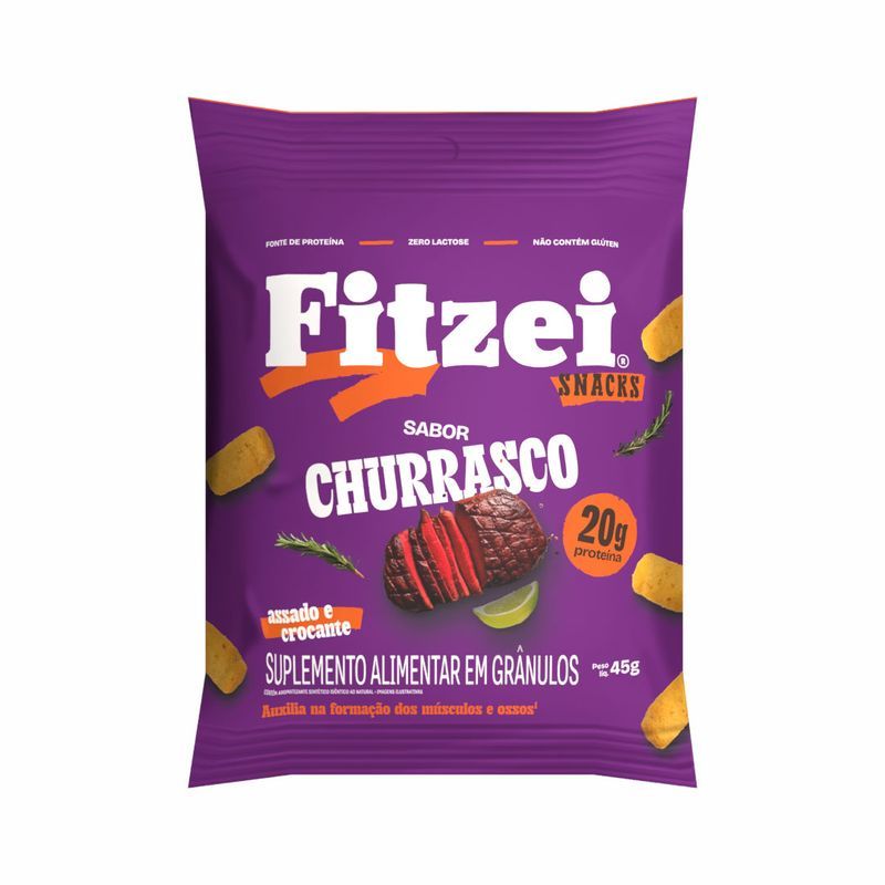 FITZEI SNACK 45G VITAFOR CHURRASCO – Snack Proteico Crocante, Prático e Saboroso